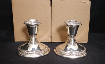 Set Of 2 Gorham Sterling Silver Weighted Candlestick Holders