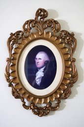Vintage Portrait Of George Washington In Ornate Gold Frame. Vintage Ornate Gold Framed Portrait