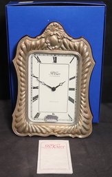 R. Carr Clockmaker Ornate Sterling Silver Frame Mantel Clock
