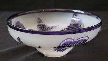 Steven Correia Purple Butterfly Limited Edition Art Glass Bowl