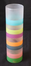 Kosta Boda By Monica Backstrom Serpentine Cylinder Multicolor Stripes Vase