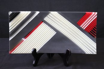 Rectangular Geometric Design Thick Glass Tray By Pamela Jean Hanna