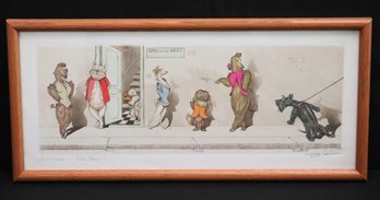 Boris OKlein Humorous 'Tu Viens Beau Blond' Hand-Colored Etching- 'After Dirty Dogs Of Paris' Series
