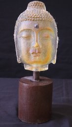 Marlene Rose 2013 Amber/Gold Art Glass Bookshelf Buddha Sculpture
