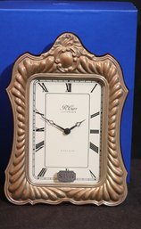 R Carr Clockmaker Ornate Sterling Silver Frame And Wood Mantel Clock
