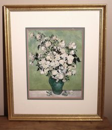 Vase Of Roses Framed Floral Print By Van Gogh As Pictured Measuring Approximately 16 W X 19 Inches Tall.
