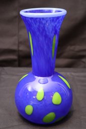 Vintage Blue Art Glass Vase Signed By The Artist