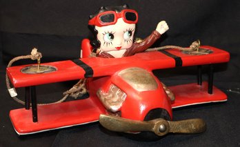 Betty Boop 12- Inch Decorative Aviator Character In Plane Collectible
