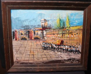 Signed Painting By Morris Katz (1832-2010) Of The Wailing Wall Of Jerusalem.