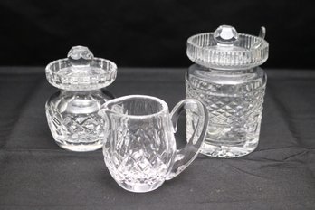 Waterford Sugar Dishes With Lids And Creamer Pitcher