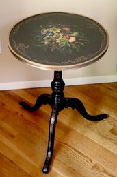 Very Pretty Queen Anne Style Stenciled Side Table With Brass Ormolu