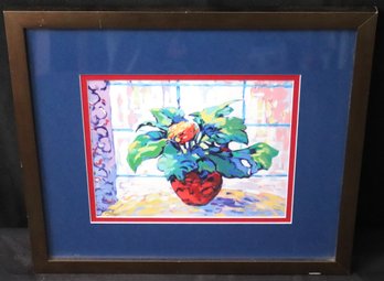 Serolithograph By Dani Shkelqim Titled Flower By Window' 2003