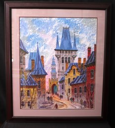 Titled Street Of Old Prague Signed Seriolithograph 2007 By Anatole Krasnyansky.