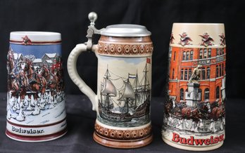 Vintage Set Of 3 Beer Steins