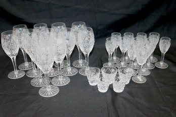 Set Of Beautiful Cut Crystal, Port &amp Liqueur Glasses.