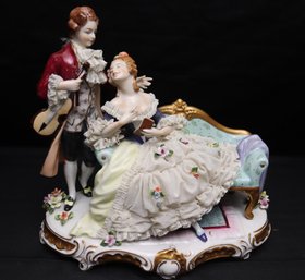 Unter Weiss Bach Porcelain Figural Sculpture Of Serenading Lovers Courting