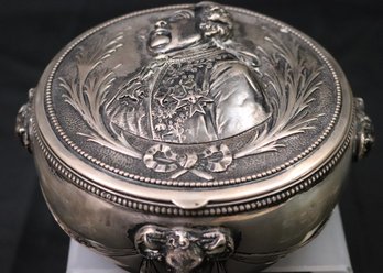 Antique European / Continental 800 Silver Box With Embossed Louis XVI Profile Rams Heads 16.39 Ozt