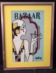 Vintage 1970s Art Deco Style Cross- Stitch Piece.