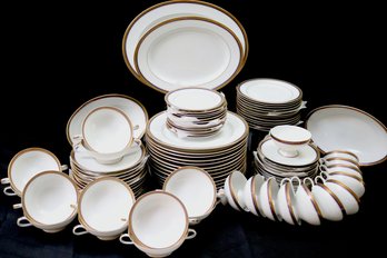 Rosenthal Continental Porcelain Dinner Service With Blue Gold Trim.