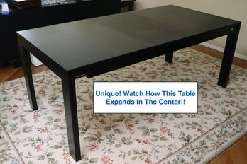 Dark Wood X- Pand System Dining Table With Accordion Style Expansion Center