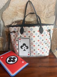 LOUIS VUITTON NEVERFULL MM & POUCH FROM 2020/2021 COLLECTION WITH GAME ON PRINT  PLAYING CARD