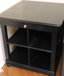 Contemporary Side Table With Bookcase Compartments & Drawer