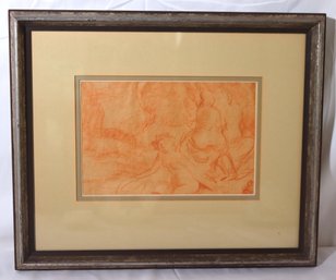 Everett Shinn Red Chalk Drawing Of Three Women, Ca. 1905,