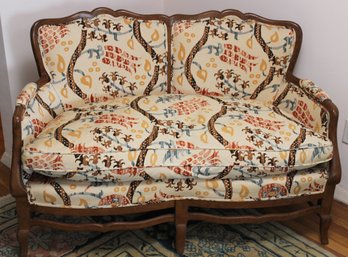 Vintage French Provincial Style Custom Floral Upholstery Loveseat