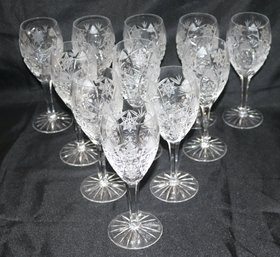 Set Of 11 Cut Crystal Wine Glasses Companion To Lot #13
