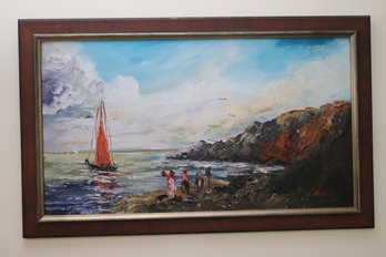 Mid Century Oil Painting With Textured Finish Signed Homer Costello56