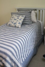 White Wood Twin Size Headboard With Ralph Lauren Bedding &amp Chatham &amp Wells Mattress