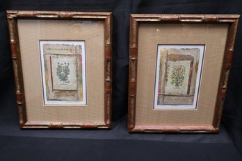 Pair Of Unique Framed Botanical Collages By Danielle Desplan