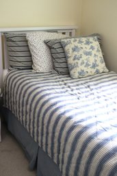 White Wood Twin Size Headboard With Ralph Lauren Bedding &amp Chatham & Wells Mattress