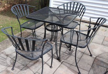 Quality Woodard Wrought Aluminum Outdoor Patio Set Includes A Square Table And 4 Chairs