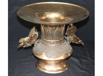 Unusual Large Bronze Asian Design Vase With Butterfly Handles