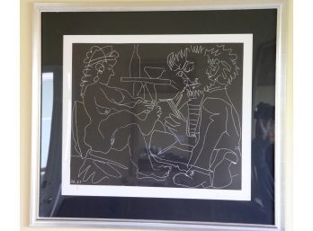 Fabulous Signed Picasso Linocut Print Painter Drawing Nude Model In A Hat