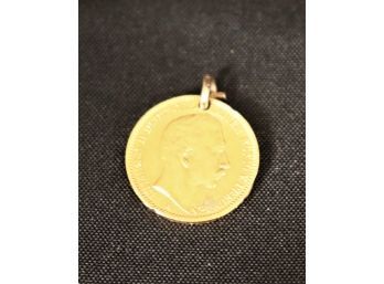 1911  Kaiser Wilhelm German 20 Mark Antique 22K Gold Coin Converted To A Medal