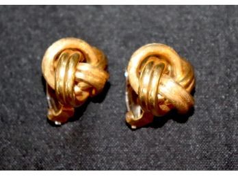 18K YG Intertwined Knot Style Earrings