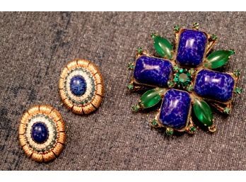 Vintage Maltese Cross Pin Original By Robert & Costume Earrings