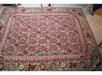 A Reproduction Of A Rug That Jackie O Had In The White House With Floral Pattern 112 Inches X 91 Inches