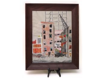 Unique Vintage Urban Scene Watercolor In A Quality Wood Frame