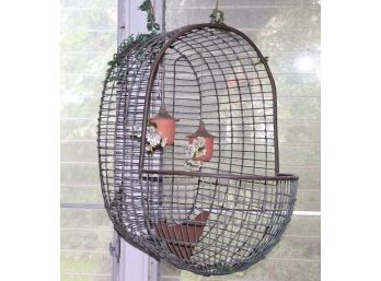 Large 34' Tall Vintage Decorative Metal Wire Hanging Basket