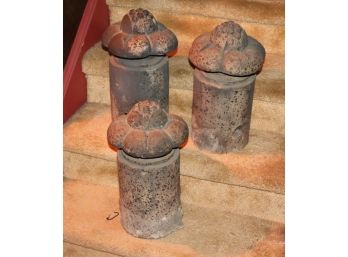 Set Of Three Decorative 16' Tall Cement Garden Statues