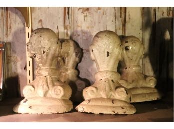 Lot Of 4 Heavy Cast Iron Metal Door Stops / Architectural Salvage Pieces