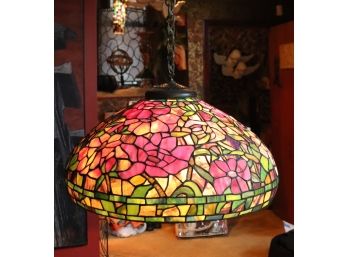 Vintage Slag Glass Chandelier With Beautiful Floral Design