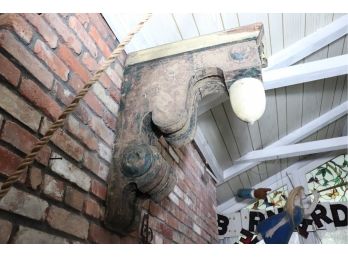 Set Of 2 Large Carved Antique Wood Wall Sconces