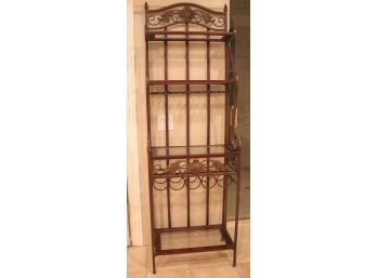 Petite Metal With Wood & Glass Shelf Bar Rack