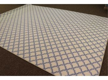 Custom 9x12 Lattice Cream And Blue Vine Low Pile Area Rug