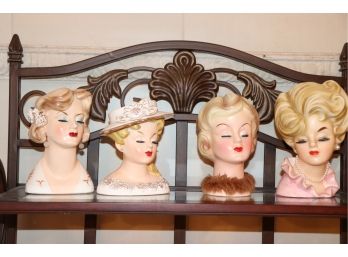 Lot Of 4 Vintage Lady Head Vases