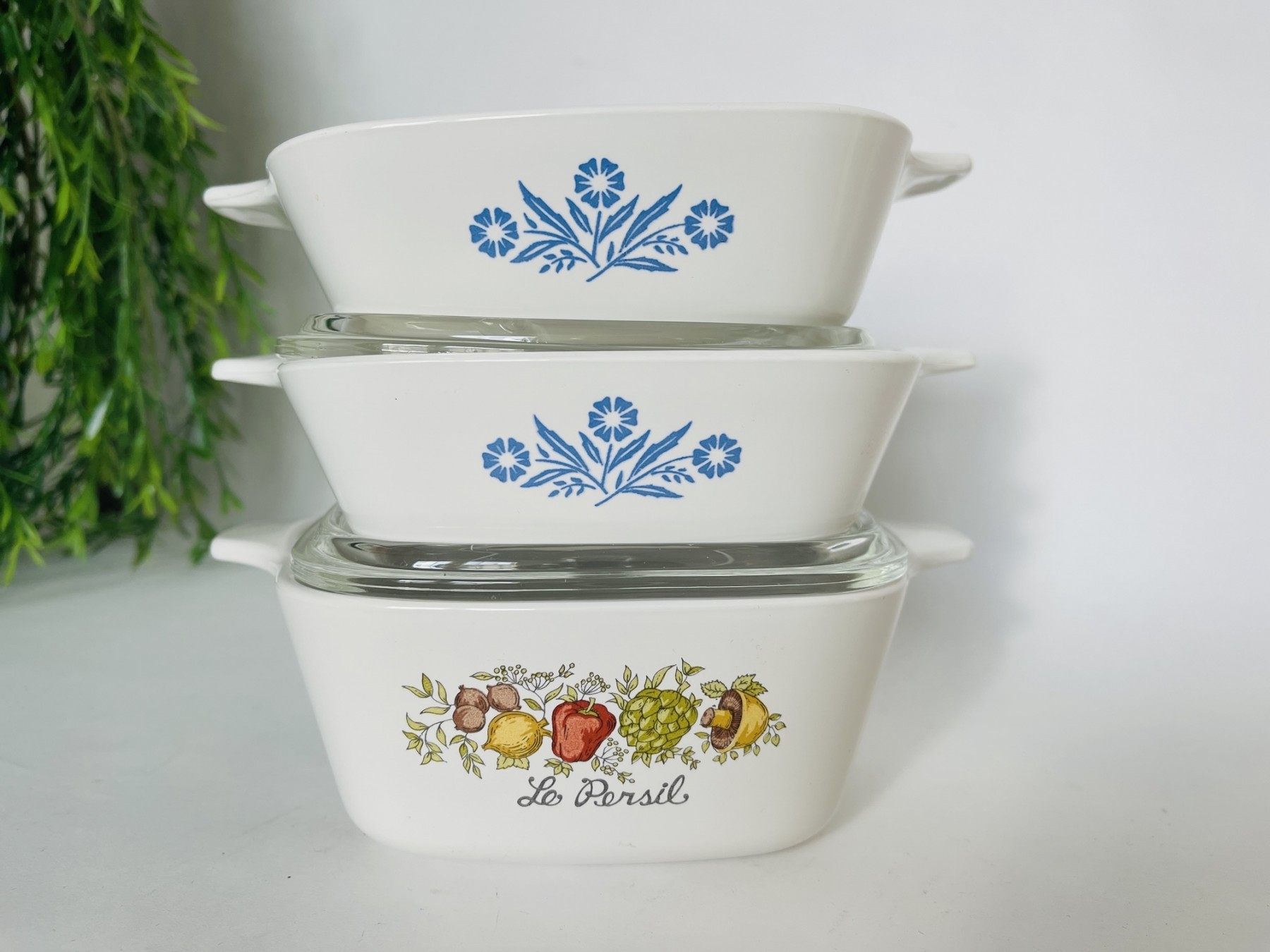 Vintage Blue Flower Corning Ware Small Casserole Dishes Set Of